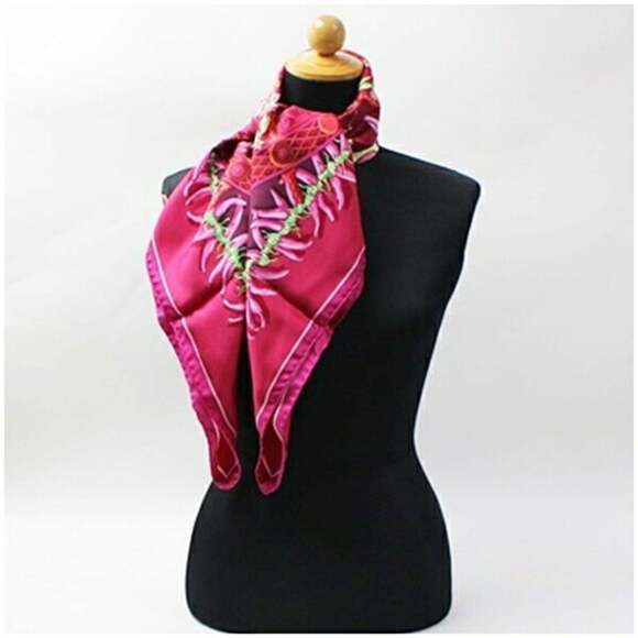 HERMES Red Silk Scarf - Picture 4 of 9